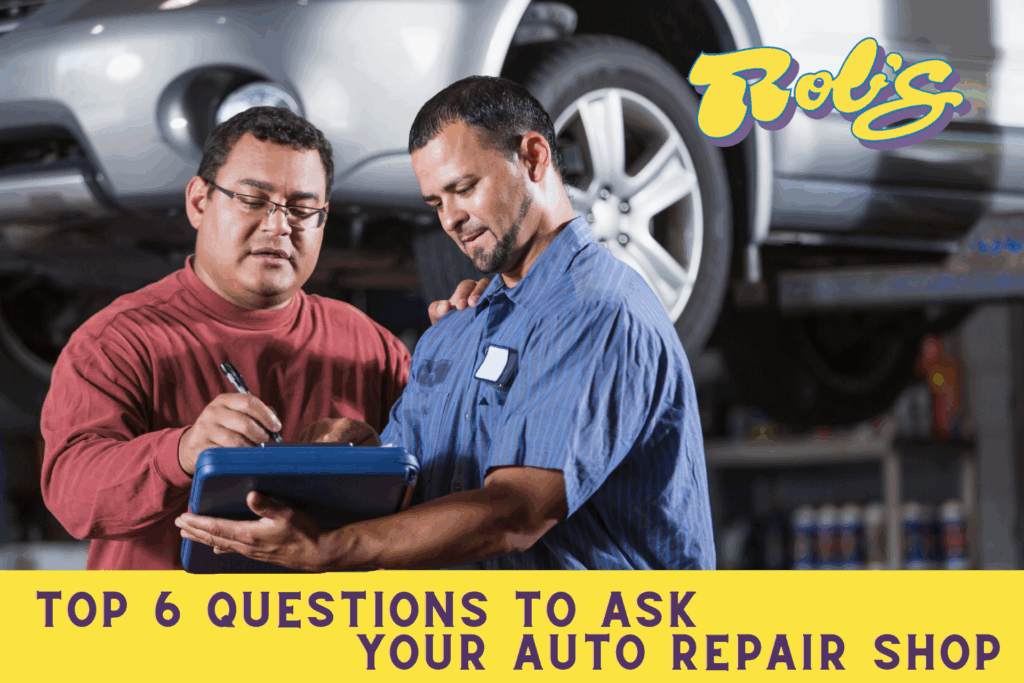 Rob's auto repair technician talking to customer.